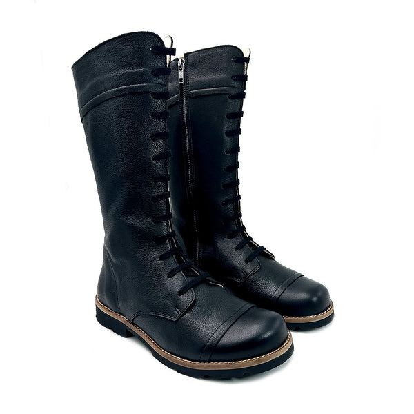 MN-Nepal Lederstiefel Damen Schwarz