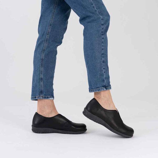 MN-Laos Komfortschuhe Damen Leder Schwarz