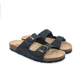 Sandalen aus Naturleder mit zwei Schnallen, zum Verstellen.